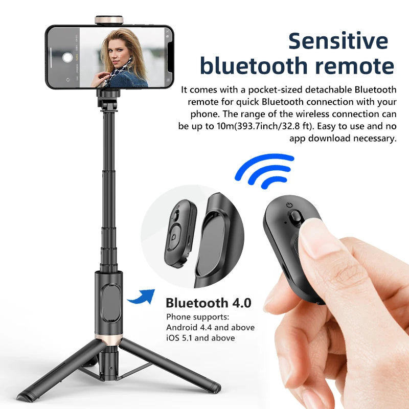 Bluetooth Selfie Stick Tripod – Wireless Handheld Phone Stand