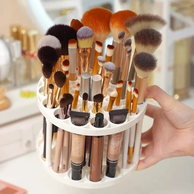 360° Rotating Makeup Brush Storage Rack – Large Capacity Organizer