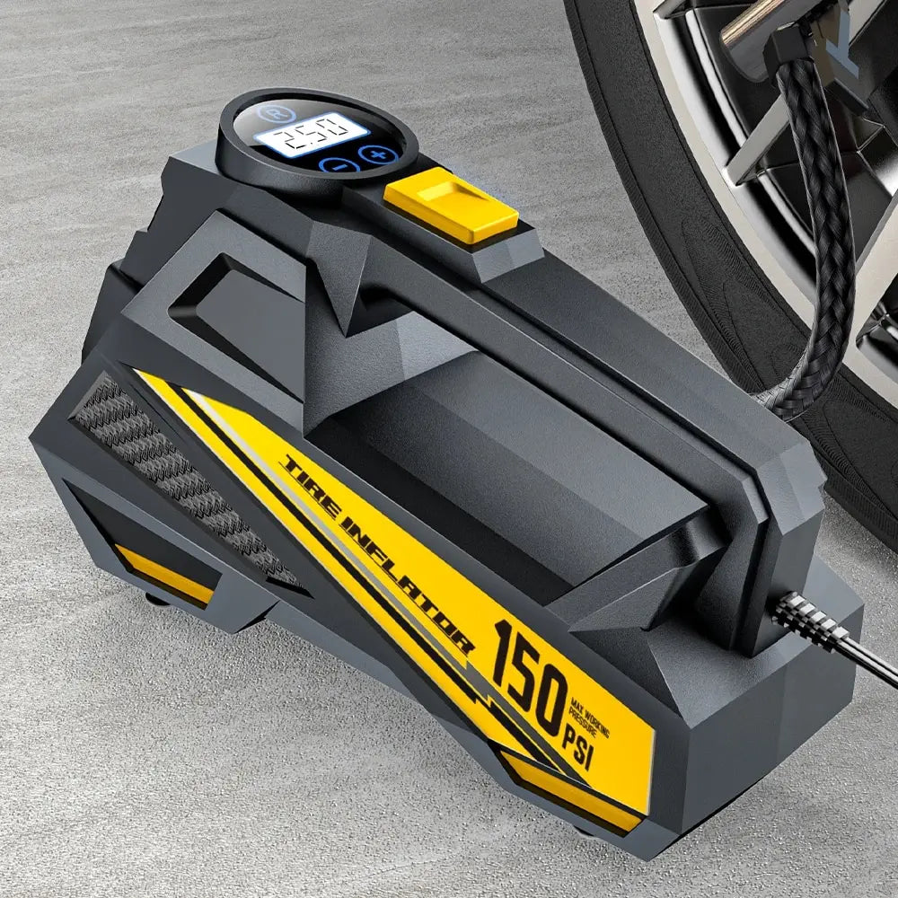 Corded Car Air Pump – 12V 150PSI Tire Inflator with LED