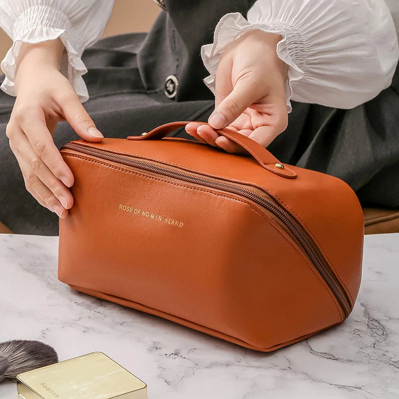 Waterproof PU Cosmetic Bag – Large Capacity Travel Makeup Organizer