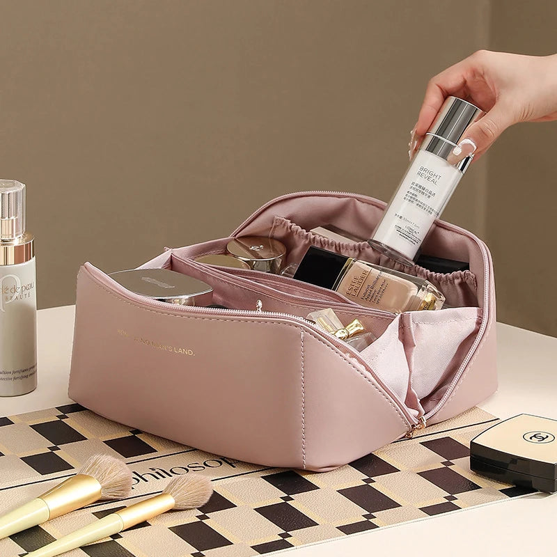 Waterproof PU Cosmetic Bag – Large Capacity Travel Makeup Organizer