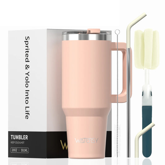 591ml Stainless Steel Insulated Tumbler – Travel Mug with Handle & Straw