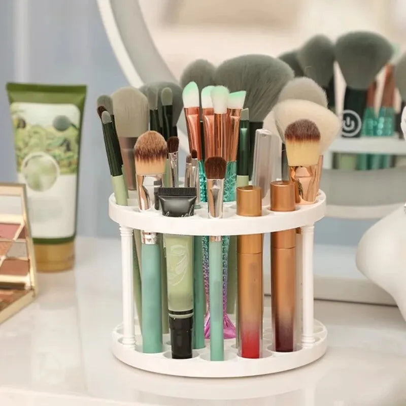 360° Rotating Makeup Brush Storage Rack – Large Capacity Organizer