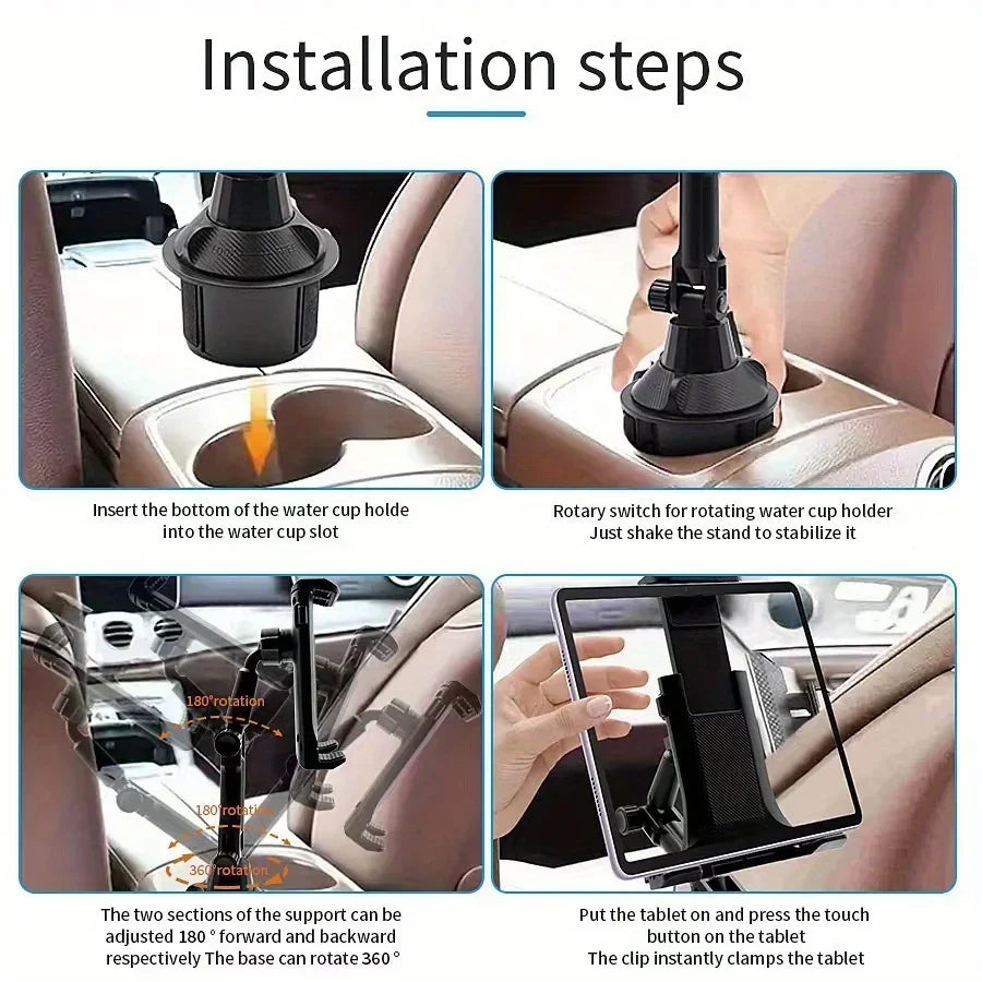 Waterproof ABS Car Cup Holder Mount for Tablets & Phones