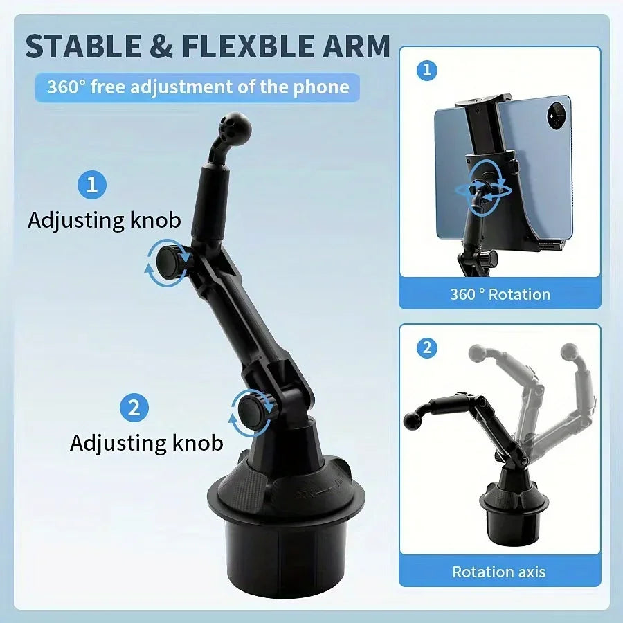 Waterproof ABS Car Cup Holder Mount for Tablets & Phones