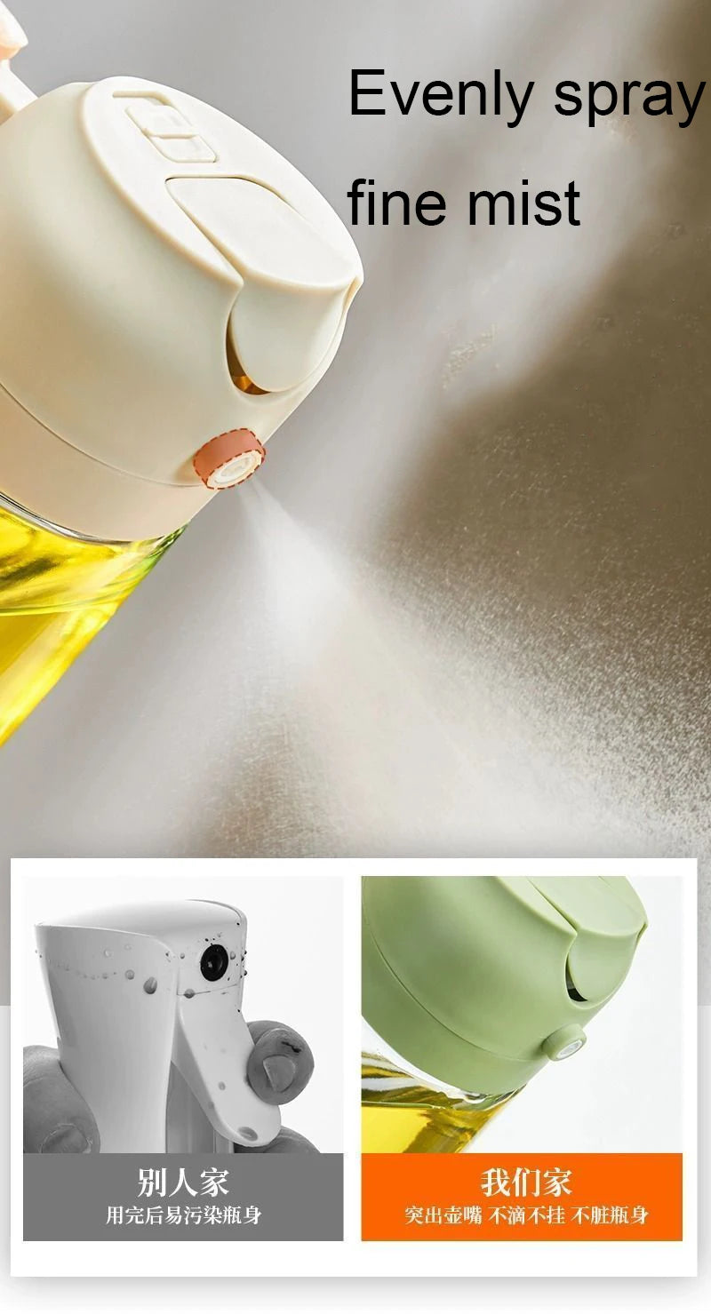 2-in-1 Oil Dispenser & Spray Bottle – Refillable Kitchen Tool