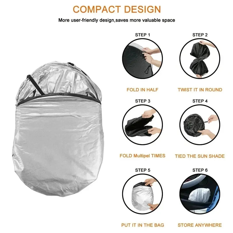 Car Windshield Sun Shade – UV Protection Silver Cloth Cover