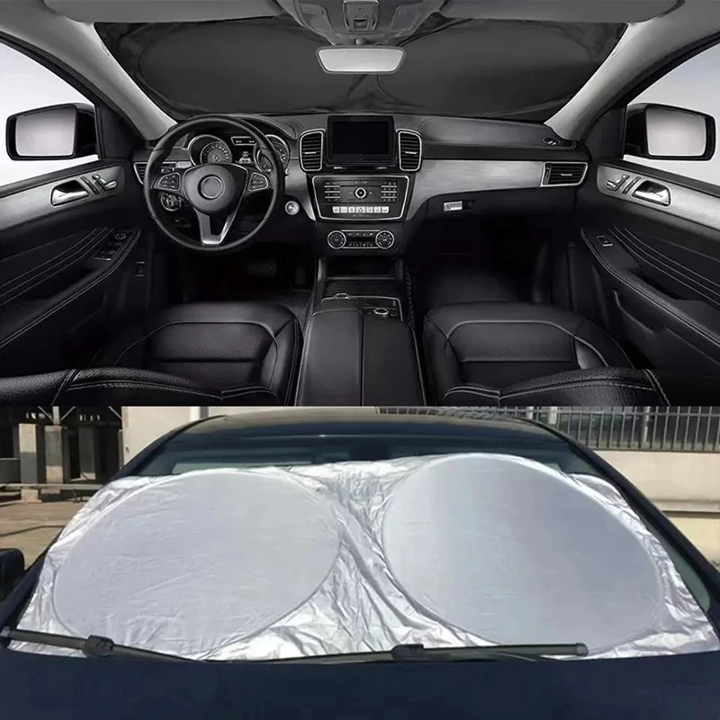 Car Windshield Sun Shade – UV Protection Silver Cloth Cover