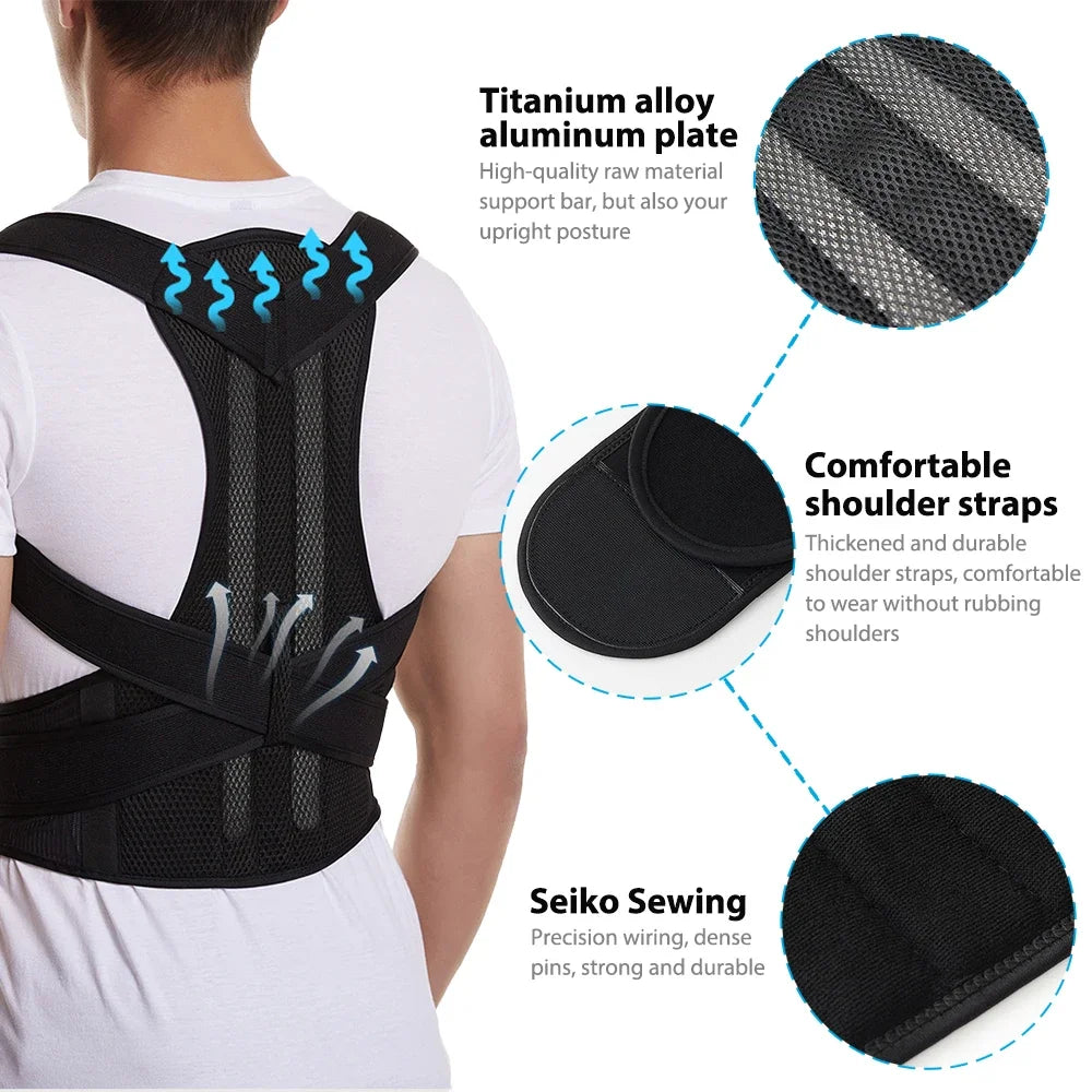 Adjustable Back Brace Posture Corrector – Pain Relief & Spine Support