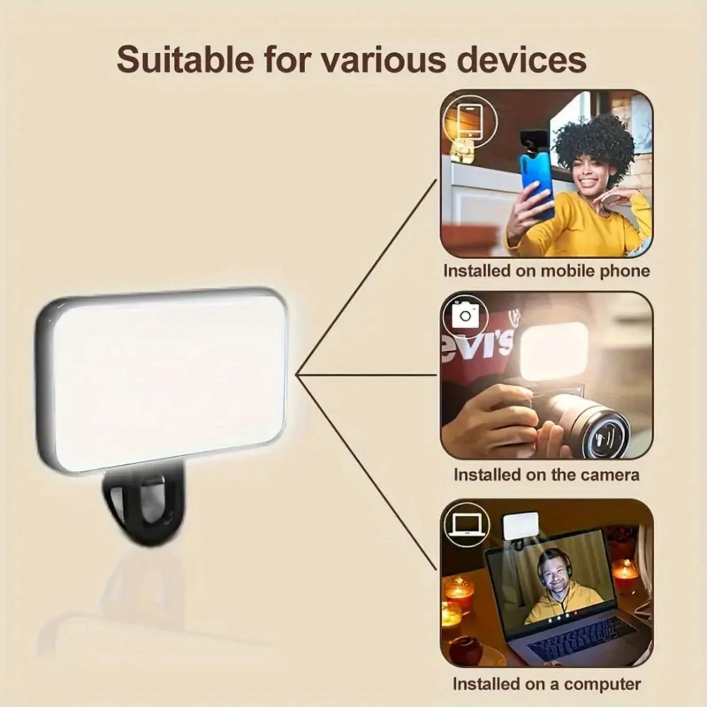 Mini LED Selfie Light – Clip-On Portable Ring