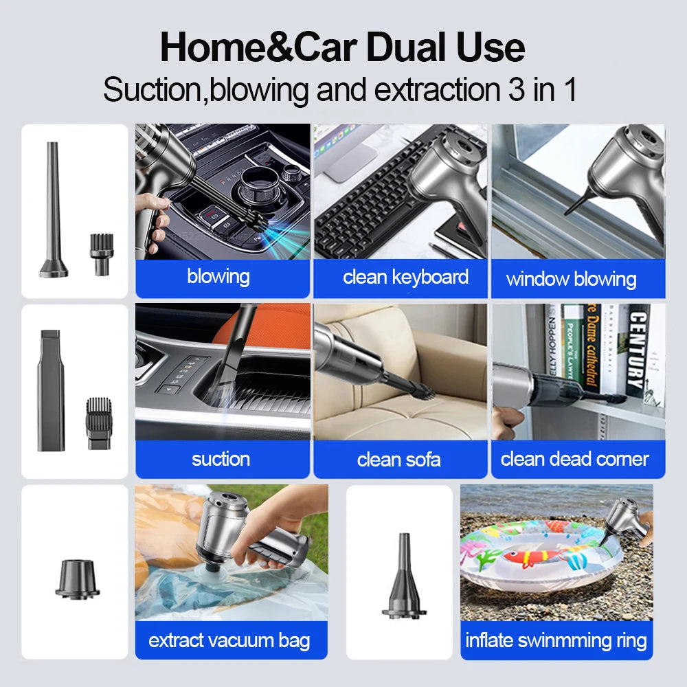 Wireless Car Vacuum Cleaner – Pro & Basic Version, High Suction & Rechargeable