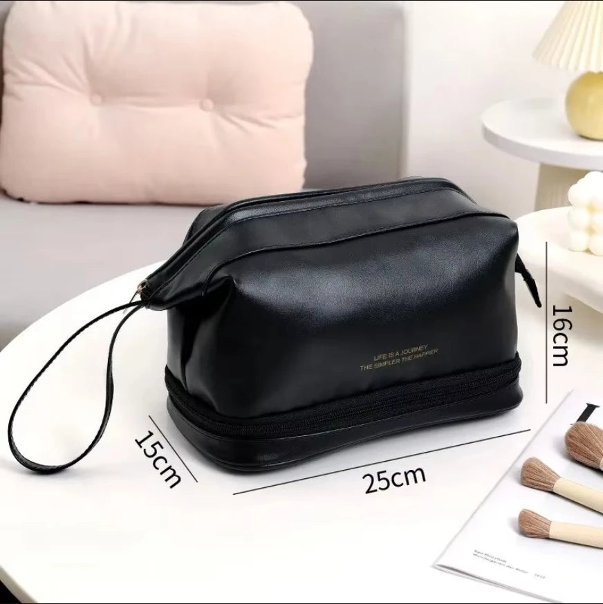 Waterproof PU Cosmetic Bag – Large Capacity Travel Makeup Organizer
