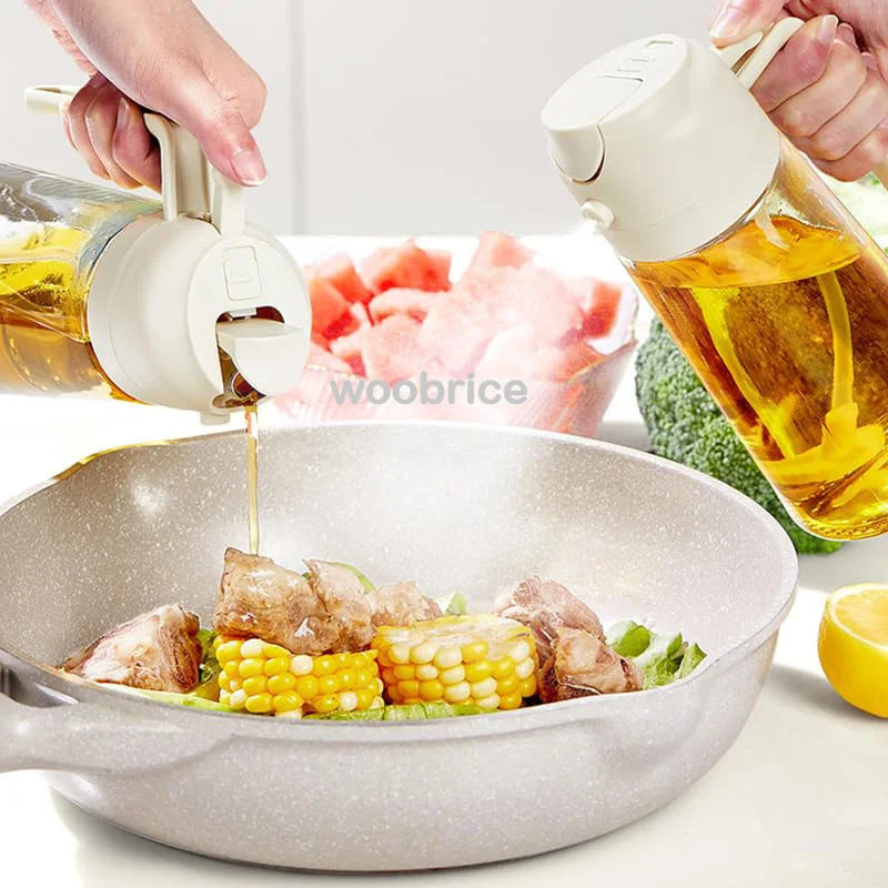 2-in-1 Oil Dispenser & Spray Bottle – Refillable Kitchen Tool