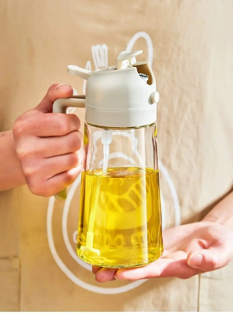 2-in-1 Oil Dispenser & Spray Bottle – Refillable Kitchen Tool