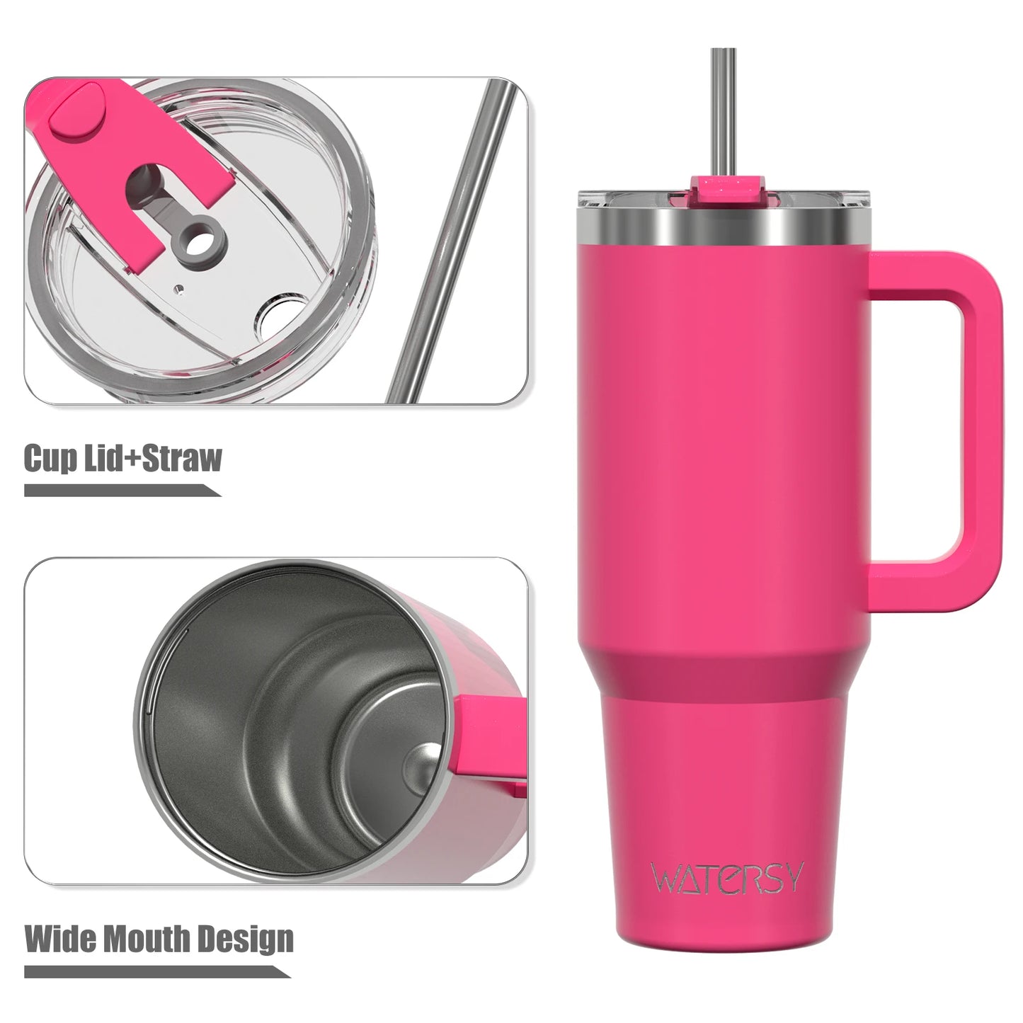 591ml Stainless Steel Insulated Tumbler – Travel Mug with Handle & Straw