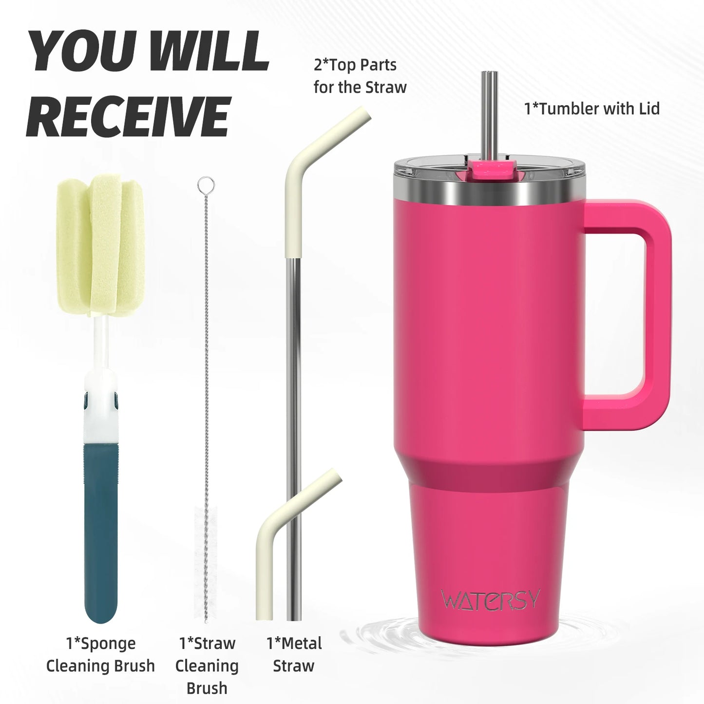 591ml Stainless Steel Insulated Tumbler – Travel Mug with Handle & Straw