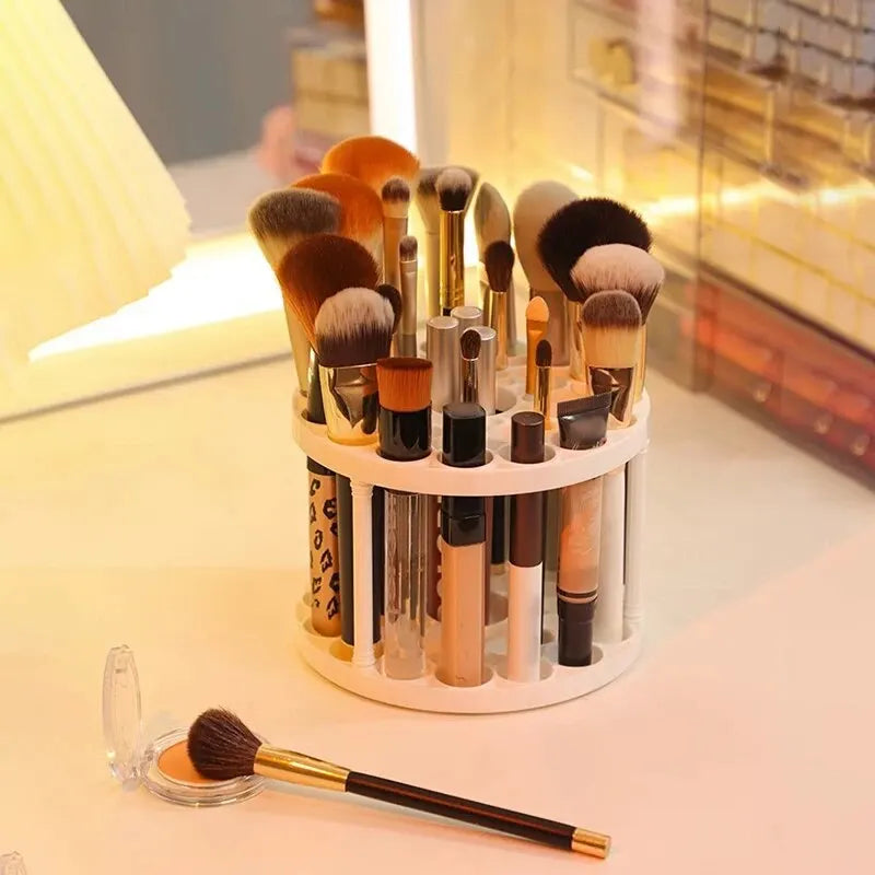360° Rotating Makeup Brush Storage Rack – Large Capacity Organizer
