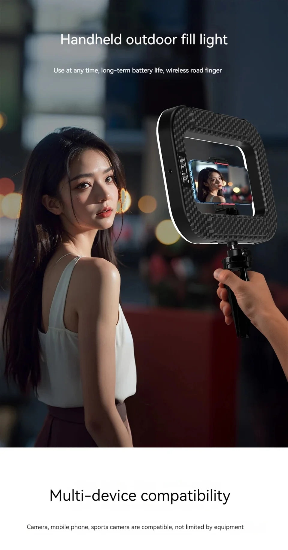 Rechargeable LED Selfie Ring Light – Portable Phone Fill Light for Live Streaming & Photography