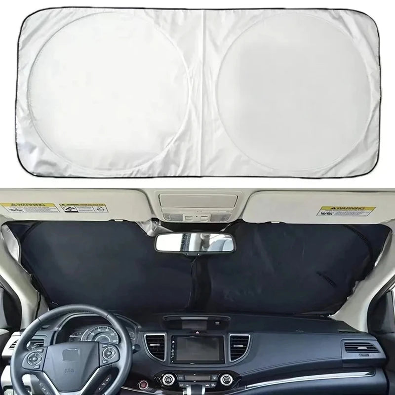 Car Windshield Sun Shade – UV Protection Silver Cloth Cover