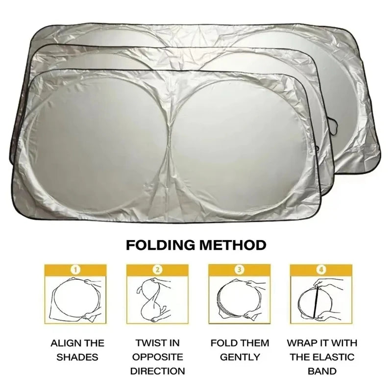 Car Windshield Sun Shade – UV Protection Silver Cloth Cover