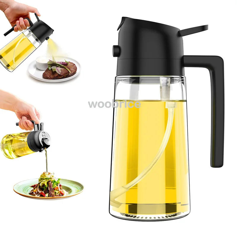 2-in-1 Oil Dispenser & Spray Bottle – Refillable Kitchen Tool