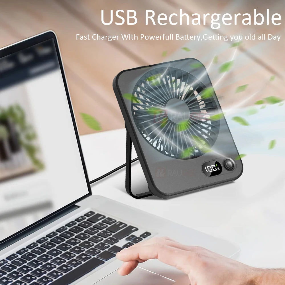 Portable Mini Desk Fan – USB Rechargeable, Quiet & Adjustable