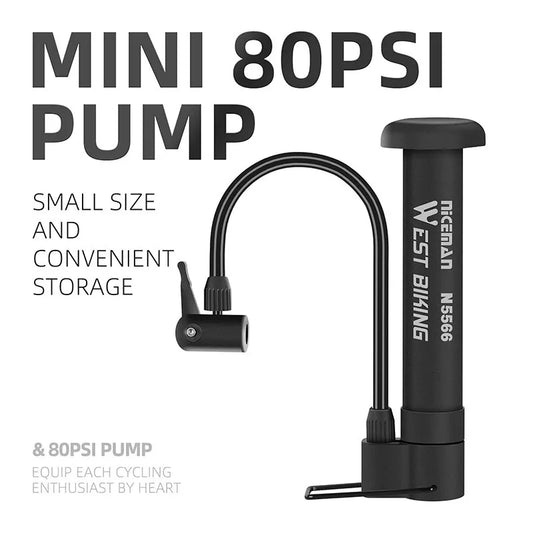80 PSI Manual Bike Pump – Portable Schrader Valve Inflator
