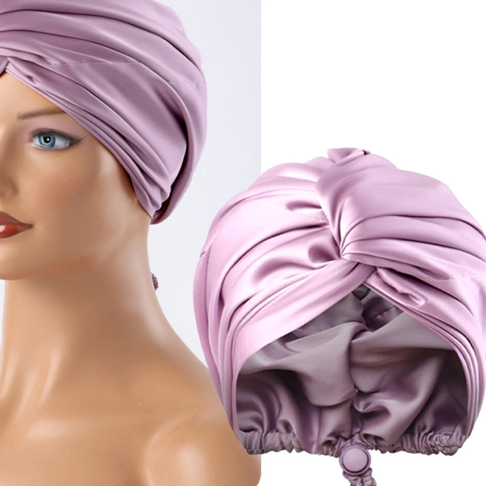 Luxury Satin Hair Bonnet – Adjustable Sleep Cap for Natural Hair & Braids