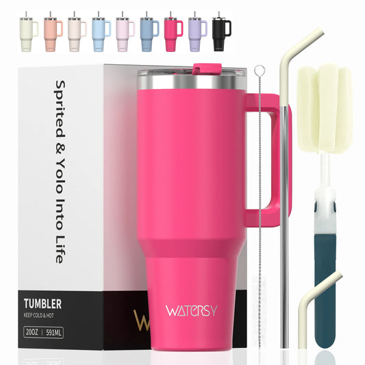 591ml Stainless Steel Insulated Tumbler – Travel Mug with Handle & Straw