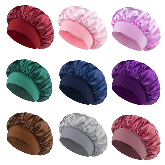 Women’s Satin Hair Bonnet – Adjustable Sleep Cap for Natural & Curly Hair
