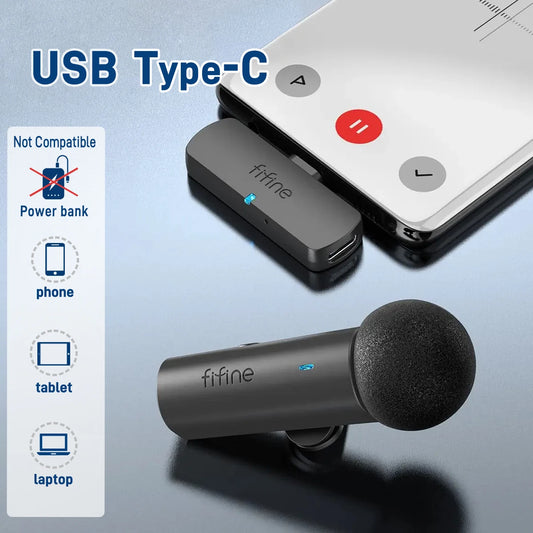 Wireless Microphone – Type-C Clip-On Mic with Noise Cancelling