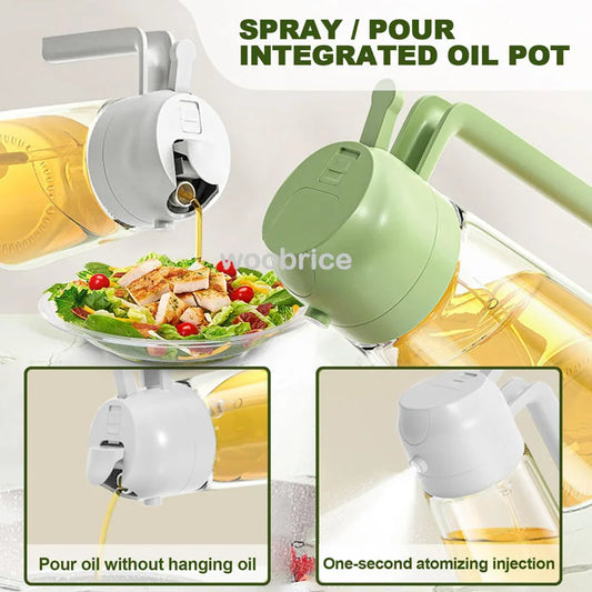 2-in-1 Oil Dispenser & Spray Bottle – Refillable Kitchen Tool