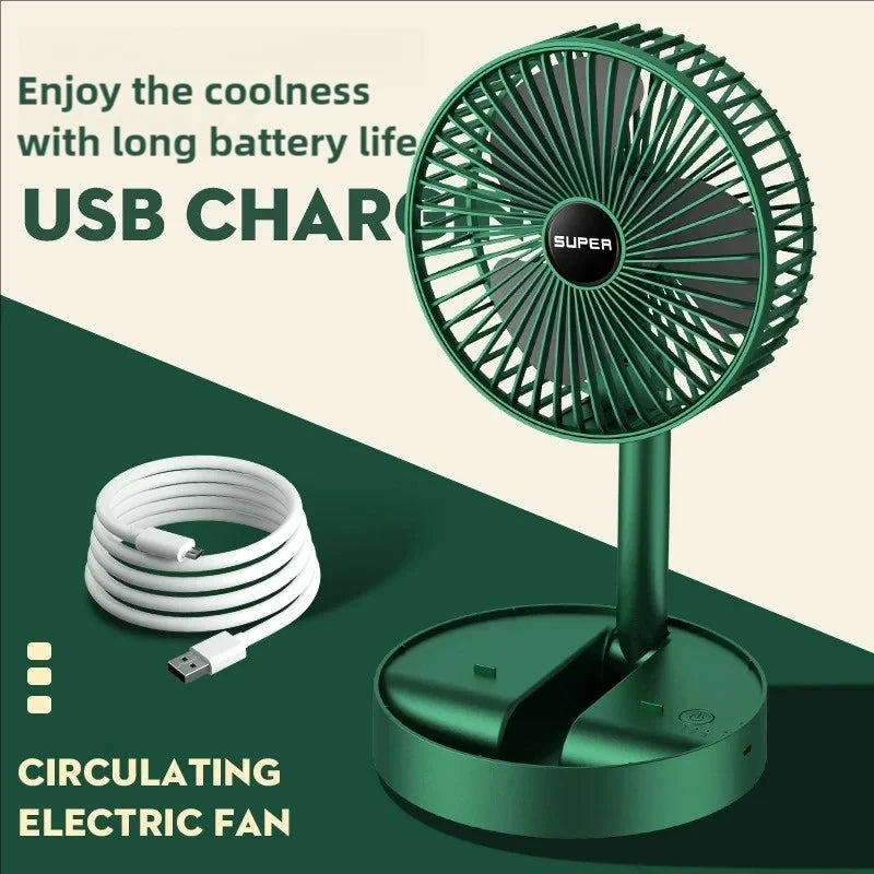 Portable USB Retractable Fan – Rechargeable & Adjustable