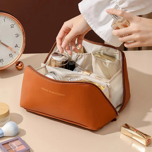 Waterproof PU Cosmetic Bag – Large Capacity Travel Makeup Organizer